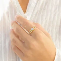 zirkoni sormus kullattu messinki - Bubbly Sparkle