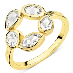 kirkas quartz sormus kullattu messinki - Eliné