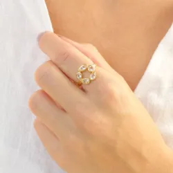 kirkas quartz sormus kullattu messinki - Eliné