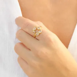 pinkki jadekivi sormus kullattu messinki - Eliné