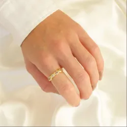 kirkas quartz sormus kullattu messinki - Eliné