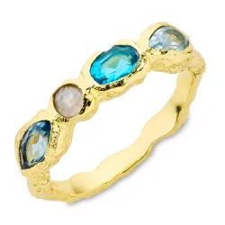 sininen kristalli sormus kullattu messinki - Eliné