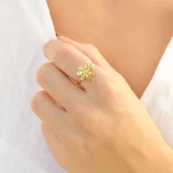 kukka sormus kullattu messinki - Eliné