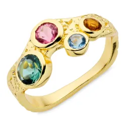 monivärinen sormus kullattu messinki - Eliné