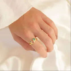 monivärinen sormus kullattu messinki - Eliné