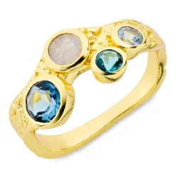 sininen topaasi sormus kullattu messinki - Eliné