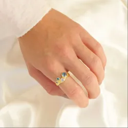 sininen topaasi sormus kullattu messinki - Eliné