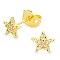 tähti zirkoni korvarenkaat  kullattu messinki - Eliné