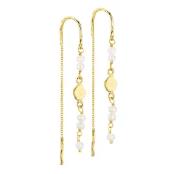 pitkät helmi ketjukorvakorut  kullattu messinki - Eliné