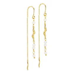 pitkät helmi ketjukorvakorut  kullattu messinki - Eliné