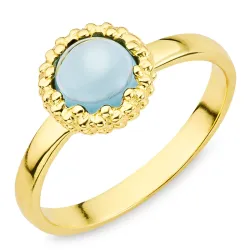 tummansininen kristalli sormus kullattu messinki - Eliné