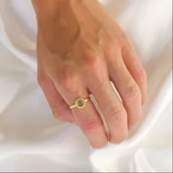 vaaleanvihreä kristalli sormus kullattu messinki - Eliné