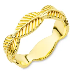 lehti sormus kullattu messinki