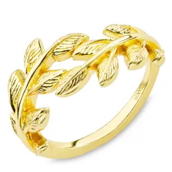 lehti sormus kullattu messinki