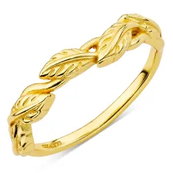 lehti sormus kullattu messinki