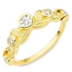 lehti zirkoni sormus kullattu messinki - Eliné