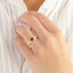 granaatti sormus kullattu messinki - Eliné