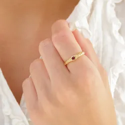 granaatti sormus kullattu messinki - Eliné