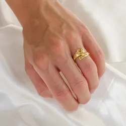 keltainen kristalli sormus kullattu messinki - Eliné