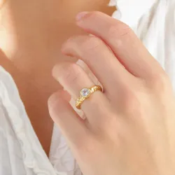 kirkas quartz sormus kullattu messinki - Eliné