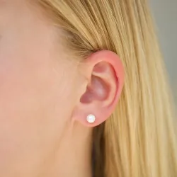 5 mm helmi nappikorvakorut  hopeoitu messinki - Eliné