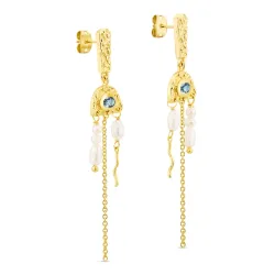 tummansininen kristalli korvarenkaat  kullattu messinki - Eliné