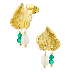 vihreä onyx korvarenkaat  kullattu messinki - Eliné