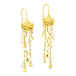 pitkät helmi ketjukorvakorut  kullattu messinki - Eliné