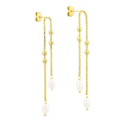 pitkät helmi ketjukorvakorut  kullattu messinki - Eliné