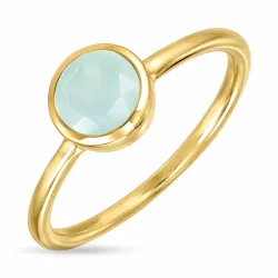 aqua kristalli sormus kullattu messinki - Loom Stones