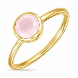 ruusunvärinen kristalli sormus kullattu messinki - Loom Stones