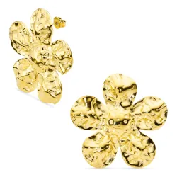 vedenkestävät kukka korvarenkaat  kullattu teräs - OCEANA