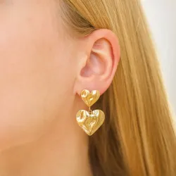 vedenkestävät sydän korvarenkaat  kullattu teräs - OCEANA