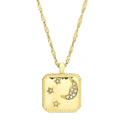 vedenkestävät kuu ja tähti kaulaketju kullattu teräs - OCEANA