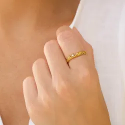 vedenkestävät zirkoni sormus kullattu teräs - OCEANA