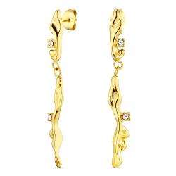 vedenkestävät zirkoni korvarenkaat  kullattu teräs - OCEANA