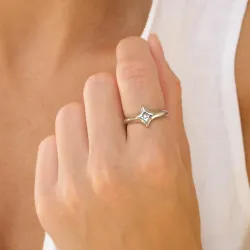 vedenkestävät tähti zirkoni sormus teräs - OCEANA