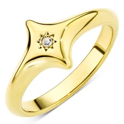 vedenkestävät tähti zirkoni sormus kullattu teräs - OCEANA