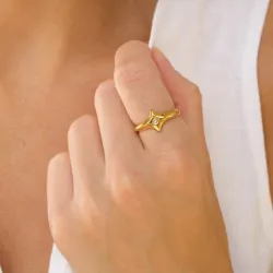 vedenkestävät tähti zirkoni sormus kullattu teräs - OCEANA