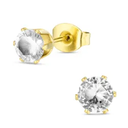 5 mm vedenkestävät zirkoni nappikorvakorut  kullattu teräs - OCEANA