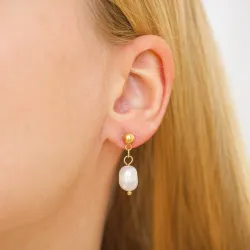 vedenkestävät helmi korvarenkaat  kullattu teräs - OCEANA