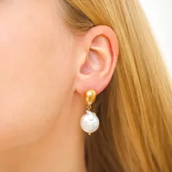 vedenkestävät helmi korvarenkaat  kullattu teräs - OCEANA