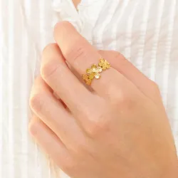 vedenkestävät kukka säädettävissä sormus kullattu teräs - OCEANA