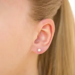 4 mm vedenkestävät valkoinen helmi nappikorvakorut  kullattu teräs - OCEANA