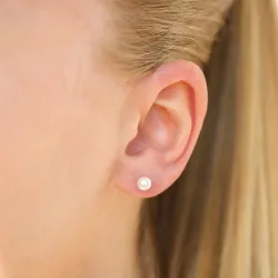 5 mm vedenkestävät valkoinen helmi nappikorvakorut  kullattu teräs - OCEANA