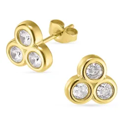 vedenkestävät zirkoni nappikorvakorut  kullattu teräs - OCEANA