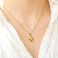 vedenkestävät kukka kaulaketju kullattu teräs - OCEANA