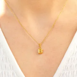 vedenkestävät b-kirjain kaulaketju kullattu teräs - OCEANA