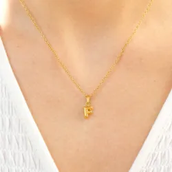 vedenkestävät f-kirjain kaulaketju kullattu teräs - OCEANA