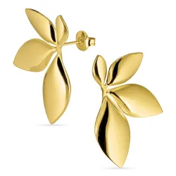 vedenkestävät kukka korvarenkaat  kullattu teräs - OCEANA